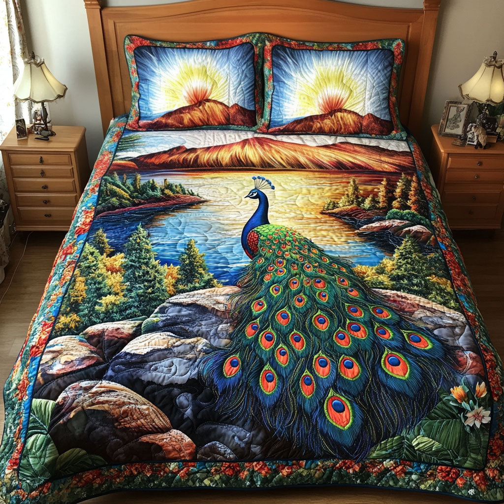 Plumes in the Breeze 3-Piece Quilted Bedding Set NCU0PT5943