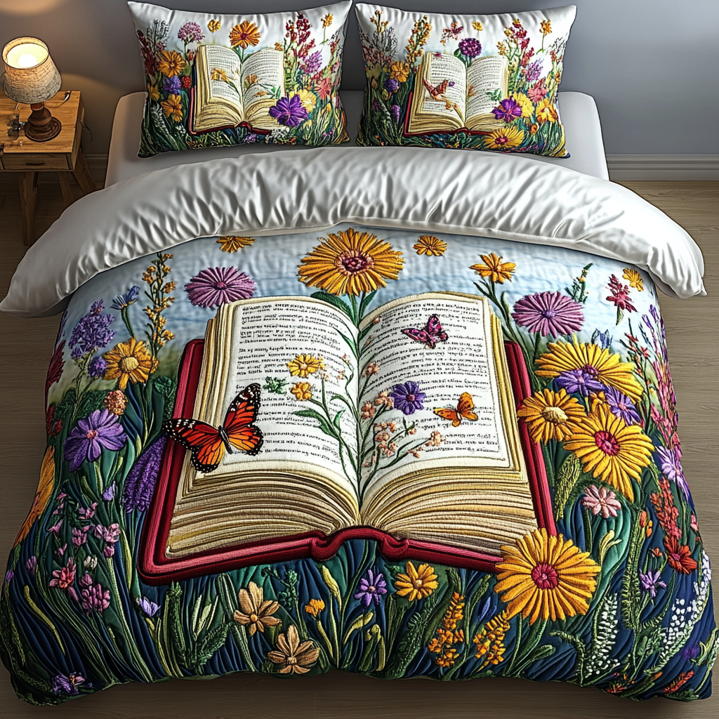 Poetic Meadow 3-Piece Quilted Bedding Set NCU0VL1326