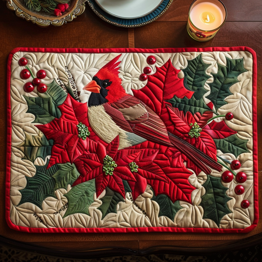 Poinsettia Cardinal Quilted Place Mat NCU0TH071