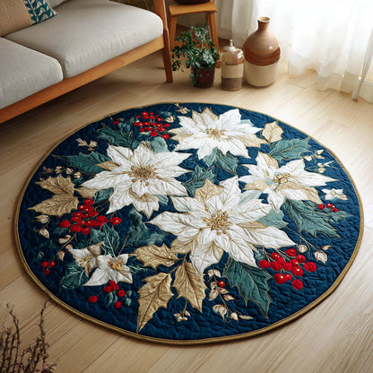 Poinsettia Berry Quilted Round Mat NCU0HH277