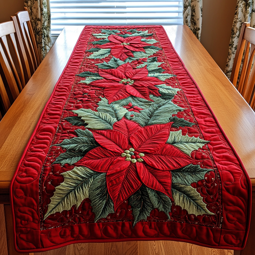 Poinsettia Bliss Quilted Table Runner NCU0DK10025