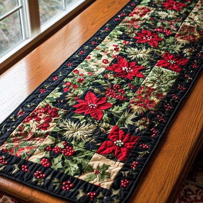 Poinsettia Charm Quilted Table Runner NCU0DK10038