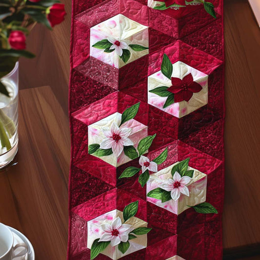 Poinsettia Charm Quilted Table Runner NCU0NT9991