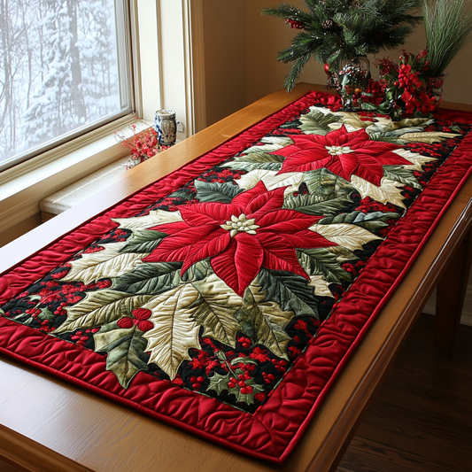 Poinsettia Delight Quilted Table Runner NCU0DK10026