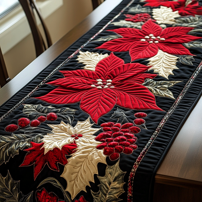 Poinsettia Garden Quilted Table Runner NCU0DK10024