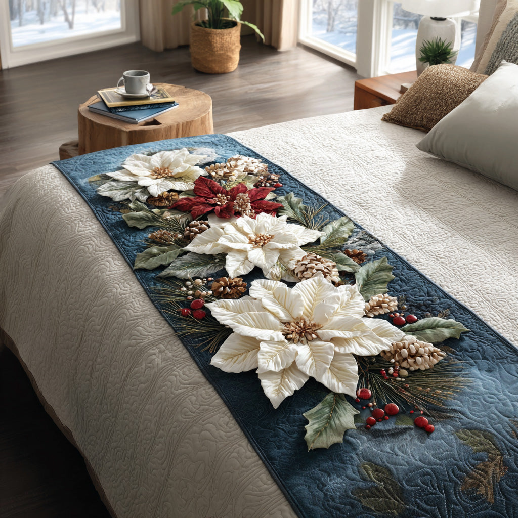 Poinsettia Glow Quilted Bed Runner NCU0DV7601
