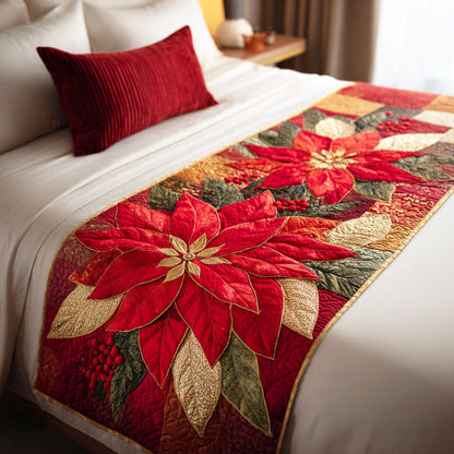 Poinsettia Glow Quilted Bed Runner NCU0TD557