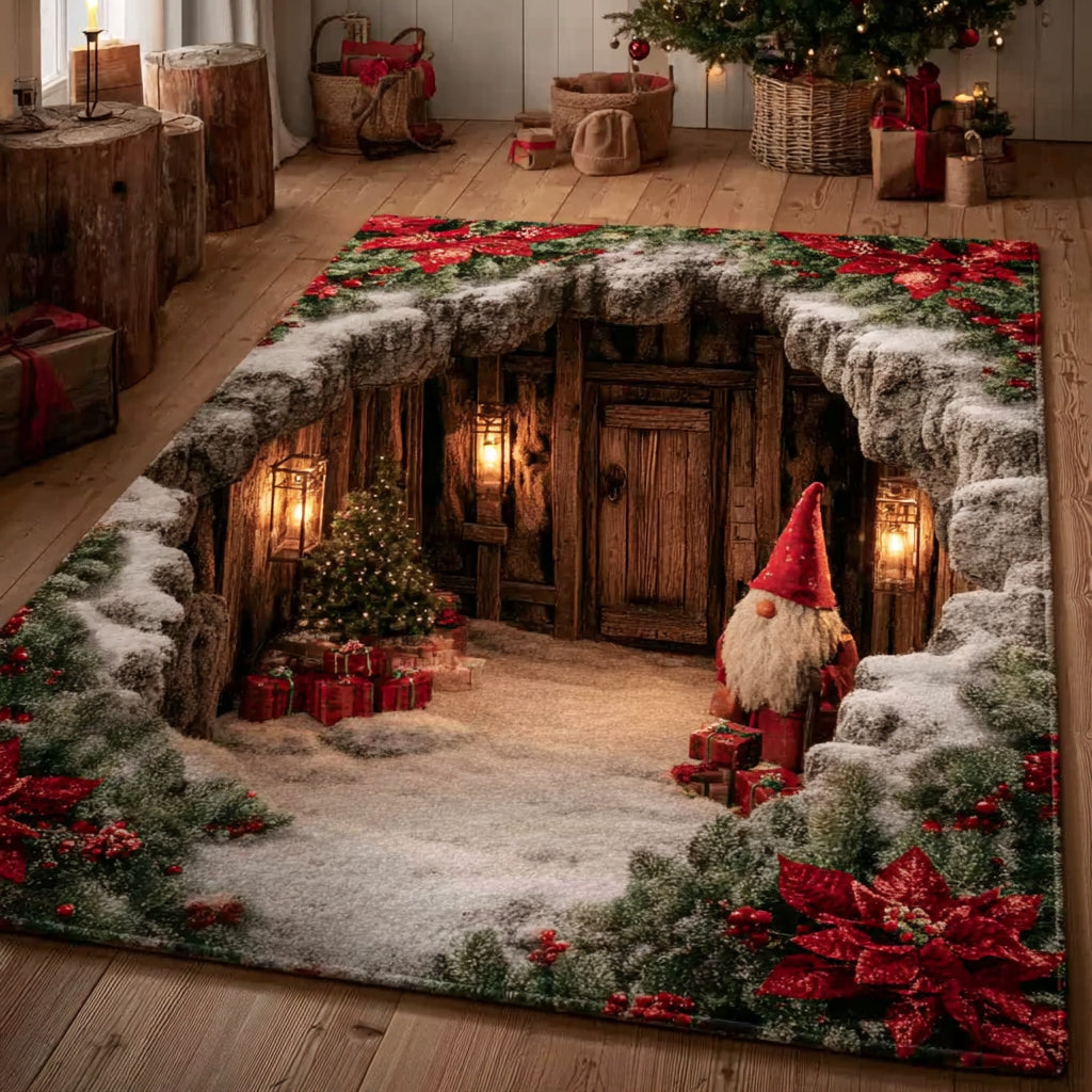 Poinsettia Gnome Area Rug NCU0HH1420