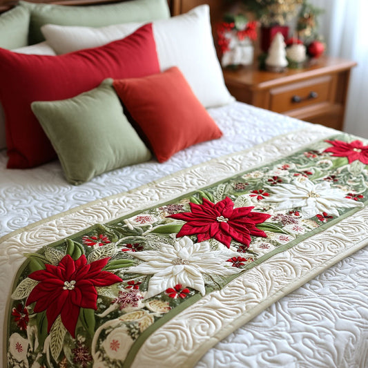 Poinsettia Grace Quilted Bed Runner NCU0TV396