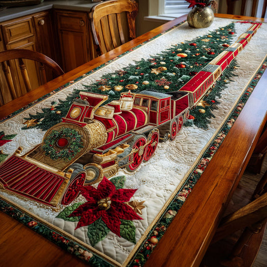 Poinsettia Journey Quilted Table Runner NCU0TV749
