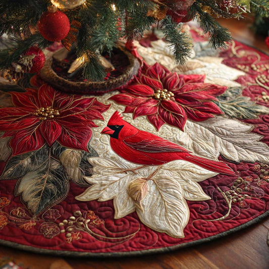 Poinsettia Nest Whisper Quilted Tree Skirt NCU0XD1684