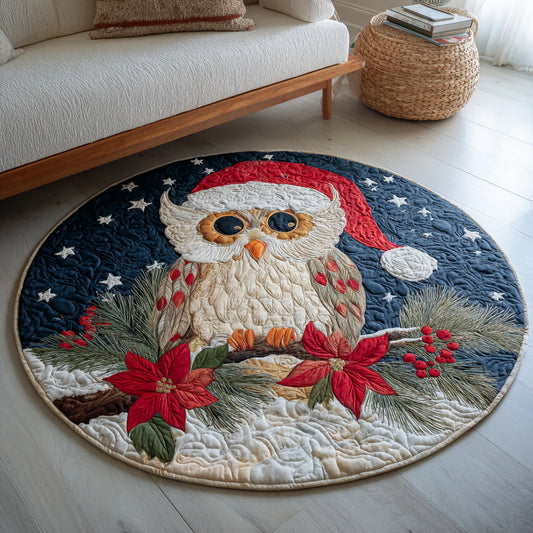 Poinsettia Owl Quilted Round Mat NCU0HH188