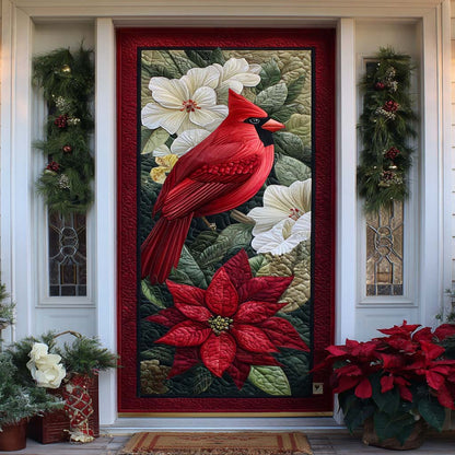 Poinsettia Porch Guardian Quilted Door Cover NCU0XD1634