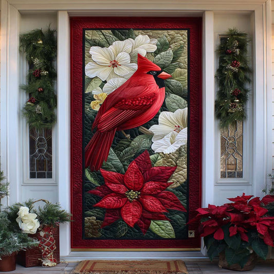 Poinsettia Porch Guardian Quilted Door Cover NCU0XD1634