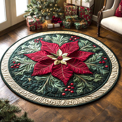 Poinsettia Radiance Quilted Round Mat NCU0XD321
