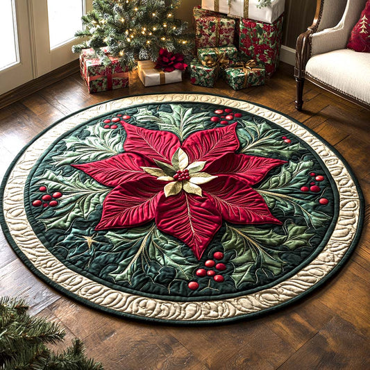 Poinsettia Radiance Quilted Round Mat NCU0XD321