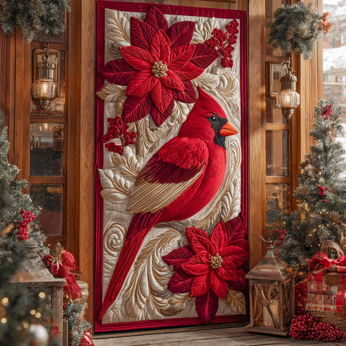 Poinsettia Songbird Quilted Door Cover NCU0XD1626