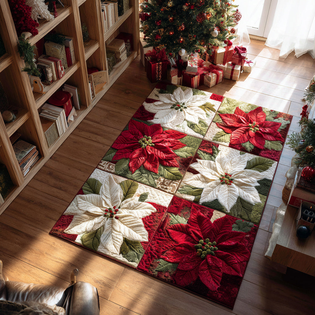 Poinsettia Square Garden Area Rug NCU0HH1289 – Vantique