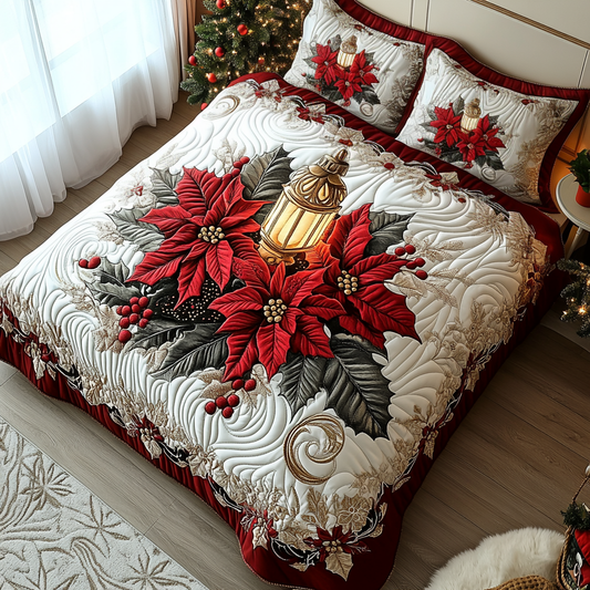 Poinsettia Warmth Quilted Bedding Set NCU0DV1811