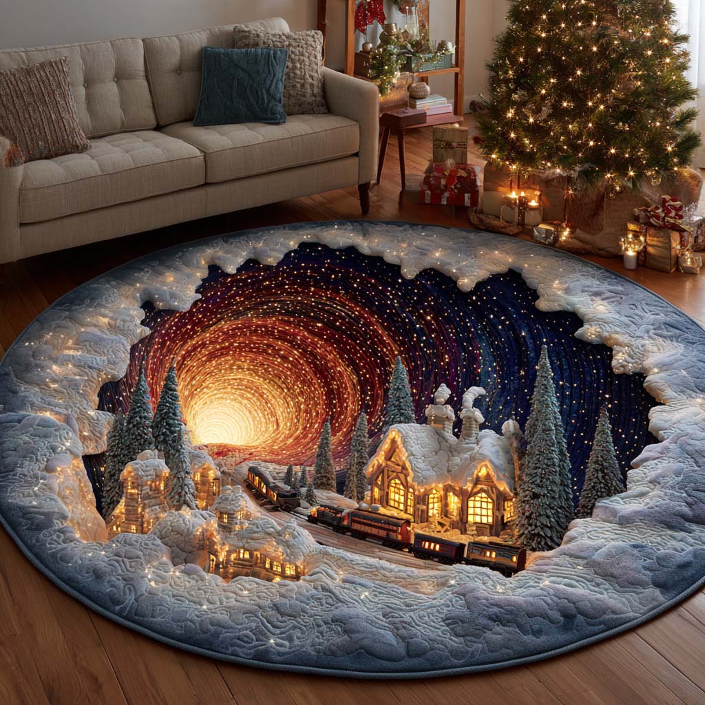 Polar Express Hole Quilted Round Mat NCU0NT11247