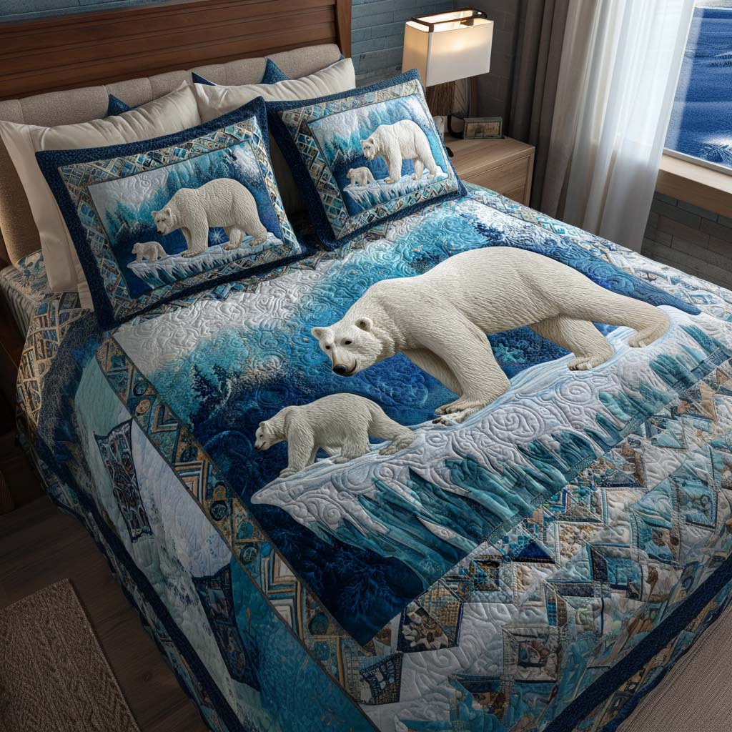 Polar Family 3-Piece Quilted Bedding Set NCU0NT9973