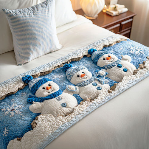 Polar Snowman Joy Quilted Bed Runner NCU0TD798