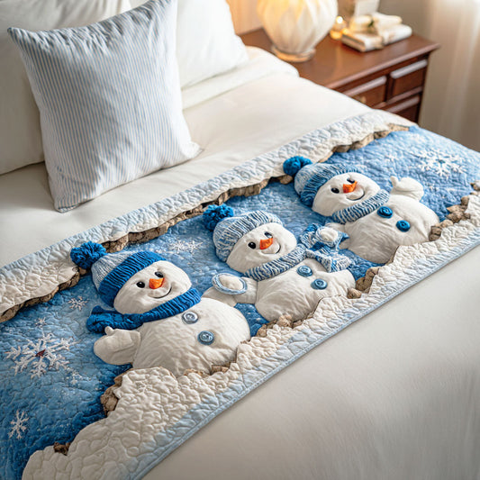 Polar Snowman Joy Quilted Bed Runner NCU0TD798