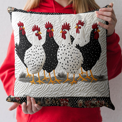 Polka Chickens Quilted Pillow Case NCU0NT3694