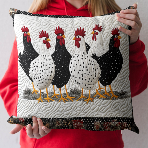 Polka Chickens Quilted Pillow Case NCU0NT3694