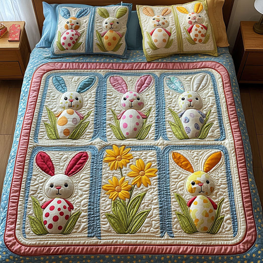 Polka Dot Bunny Joy 3-Piece Quilted Bedding Set NCU0NT3426