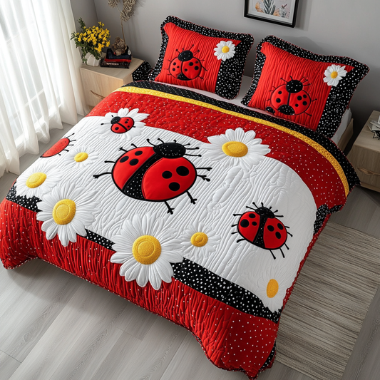 Polka Dot Charm 3-Piece Quilted Bedding Set NCU0DK5893