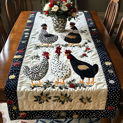 Polka Dot Hens Quilted Table Runner NCU0NT3958