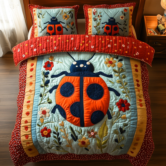 Polka Dot Nest 3-Piece Quilted Bedding Set NCU0VH3145