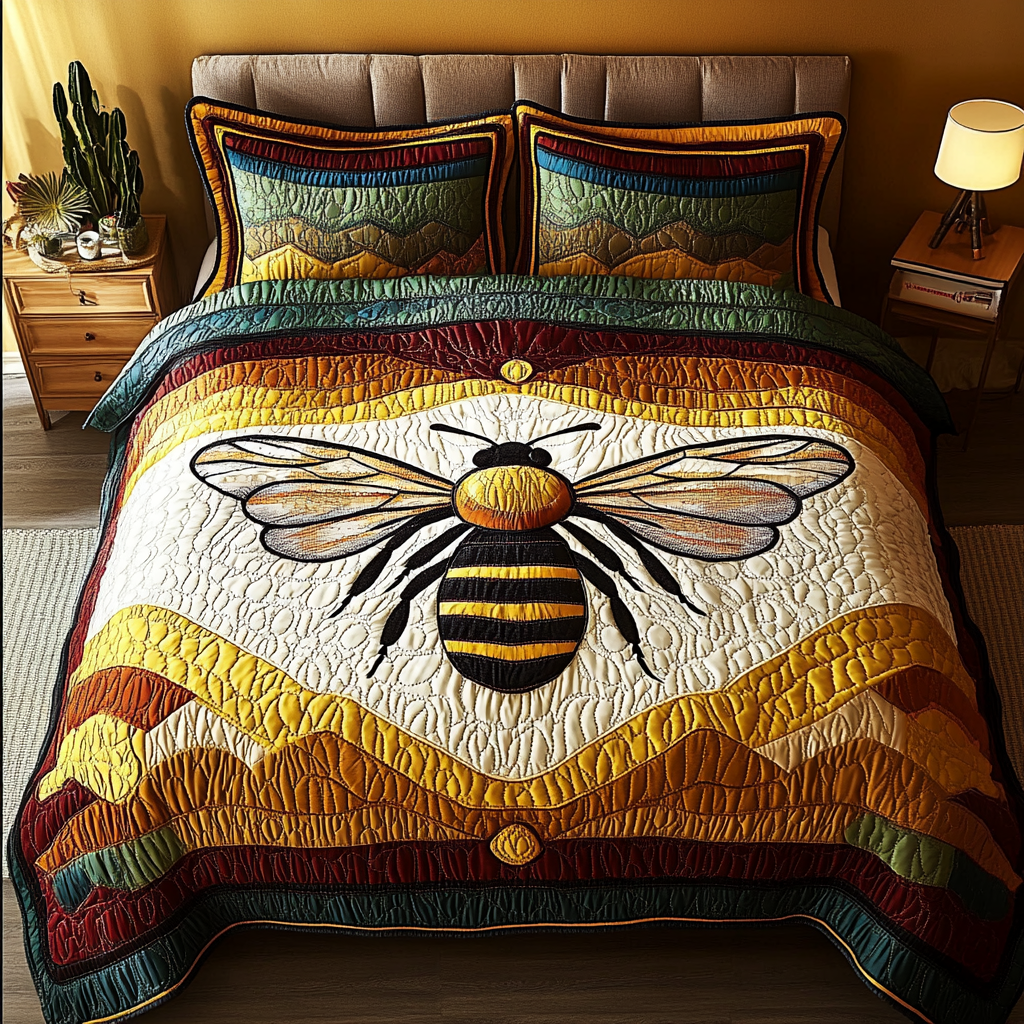 Pollinator Charm 3-Piece Quilted Bedding Set NCU0DK5603