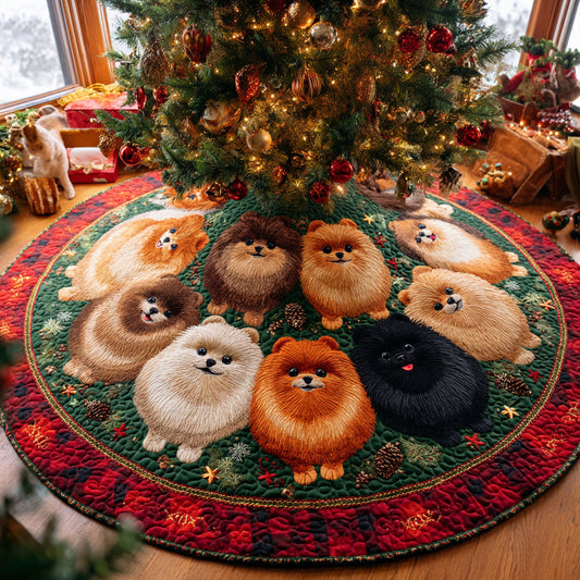 Pom Christmas Magic Christmas Quilted Tree Skirt NCU0DV8178