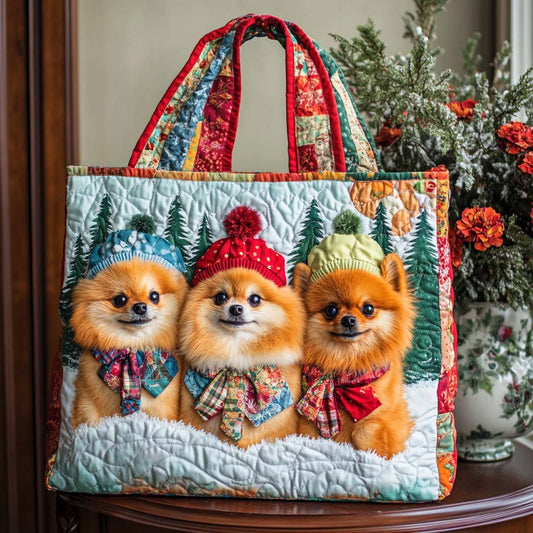 Pom Forest Friends Quilted Tote Bag NCU0NT9877