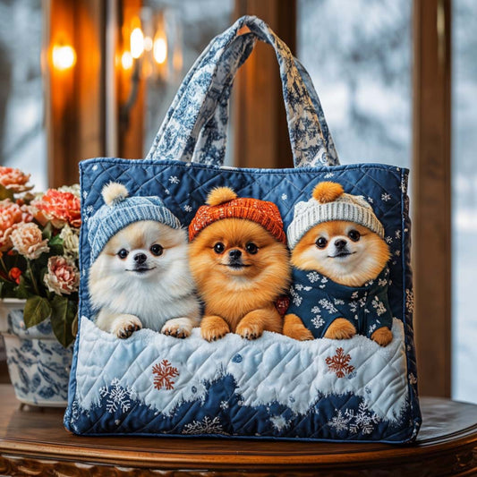 Pom Hat Trio Quilted Tote Bag NCU0NT9879