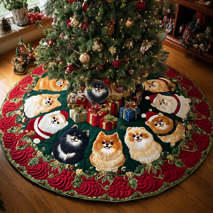 Pom Noel Delight Christmas Quilted Tree Skirt NCU0DV8185
