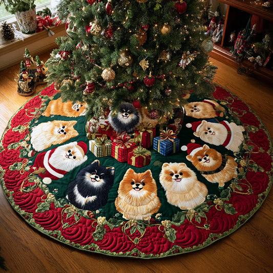 Pom Noel Delight Christmas Quilted Tree Skirt NCU0DV8185