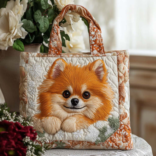 Pom Snow Charm Quilted Tote Bag NCU0NT9882