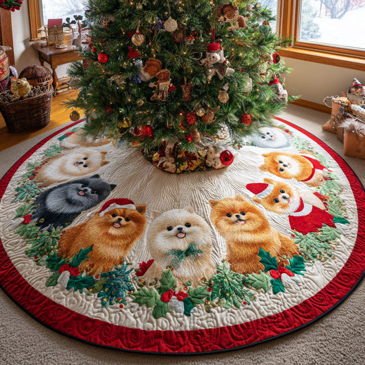 Pom Tree Whirl Christmas Quilted Tree Skirt NCU0DV8182