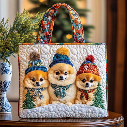 Pom Winter Trio Quilted Tote Bag NCU0NT9885