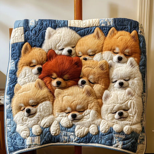 Pomeranian Fluff Quilted Blanket NCU0PT1915