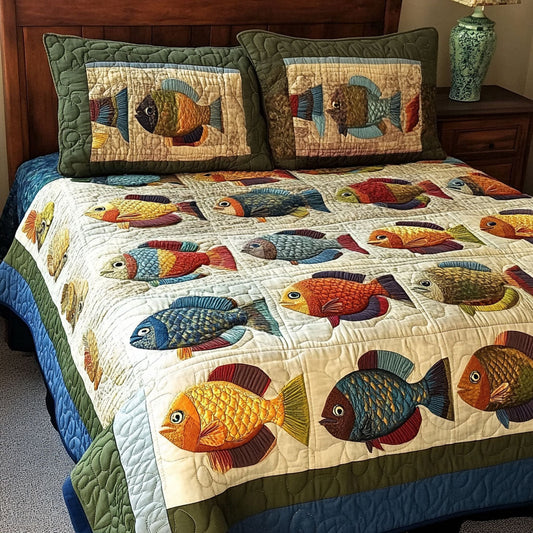 Pond Adventures 3-Piece Quilted Bedding Set NCU0PT6954