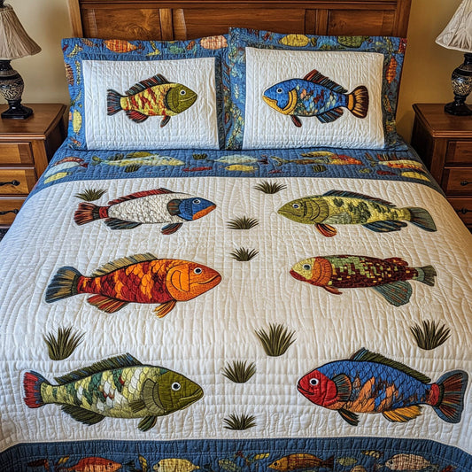 Pond Life 3-Piece Quilted Bedding Set NCU0PT6955