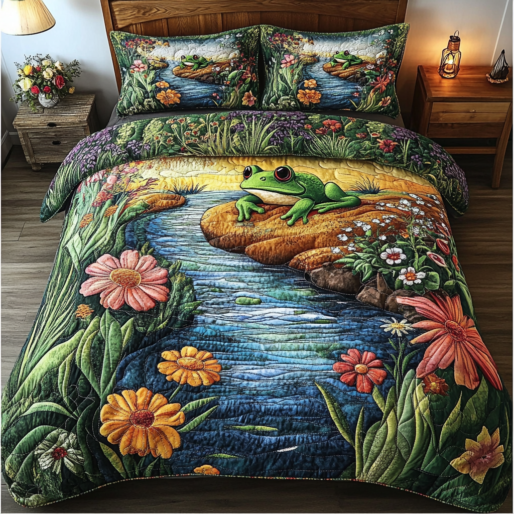 Pond Serenade 3-Piece Quilted Bedding Set NCU0DK3841