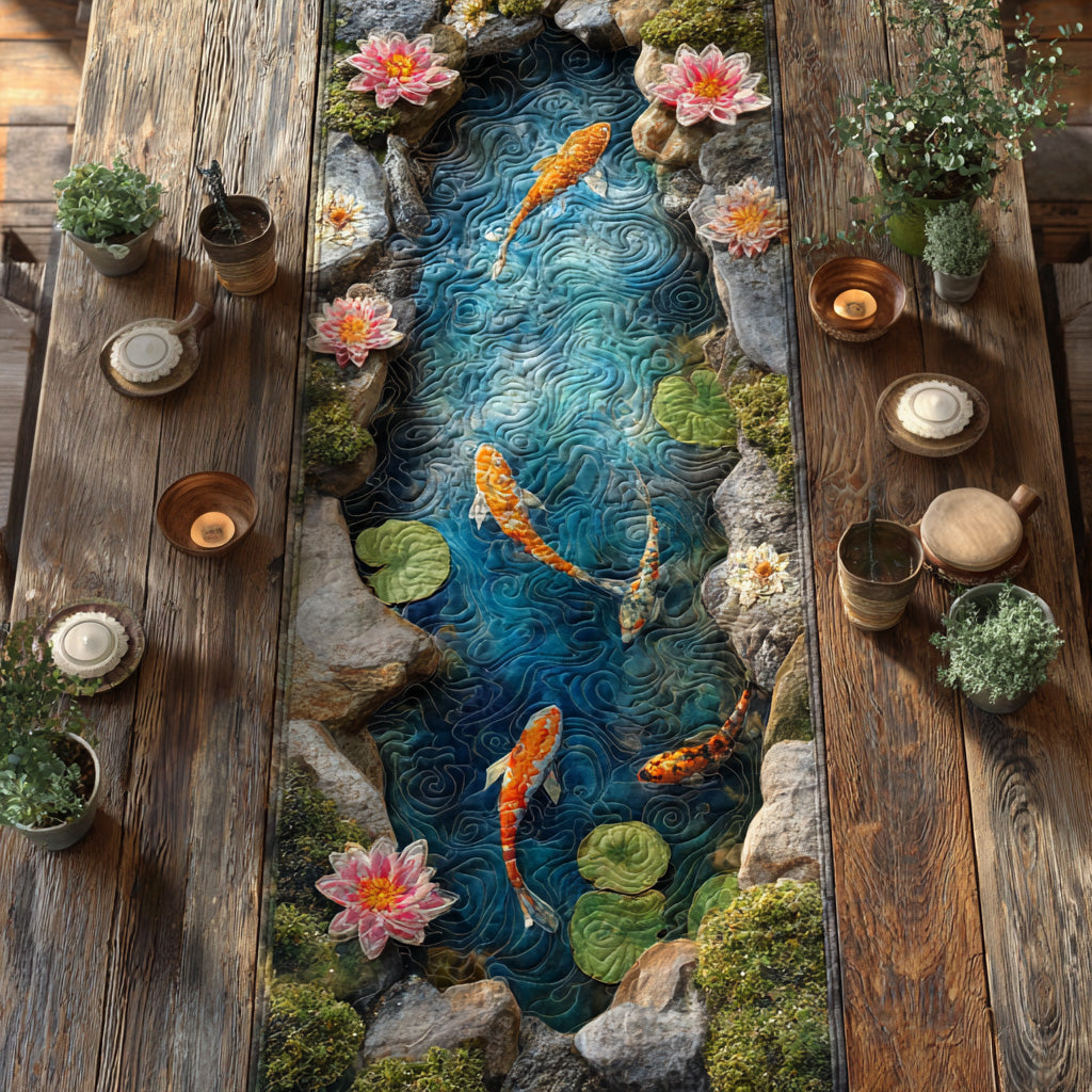 Pond Serenity Quilted Table Runner NCU0TV1771
