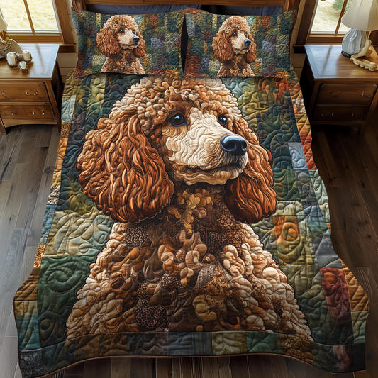 Poodle Parade 3-Piece Quilted Bedding Set NCU0DK1702