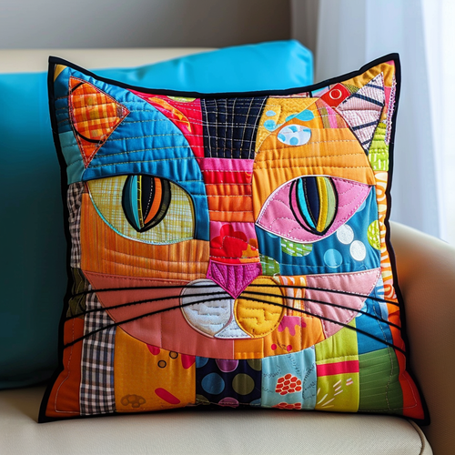 Pop Art Cat Quilted Pillow Case NCU0NT052