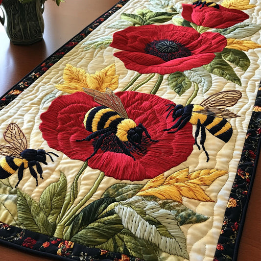 Poppy Buzz Quilted Table Runner NCU0NT4025